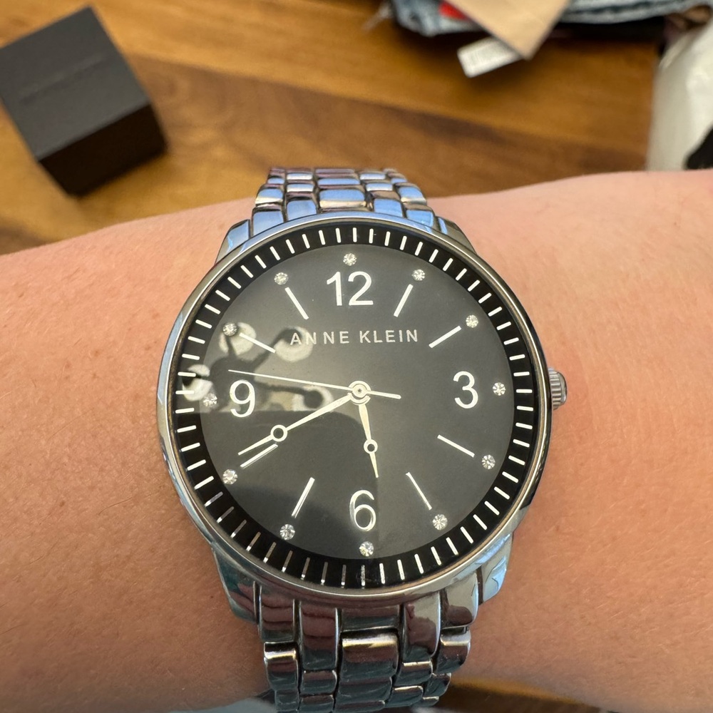 Anne Klein Black Dial Silver Bracelet Watch